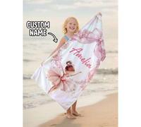 Shein 1 pieza Toalla de playa personalizada para niños de secado rápido de microfibra para niños y niñas