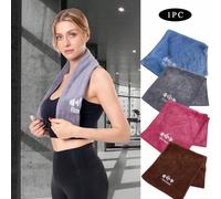 Shein 1 pieza Toalla deportiva simple y lisa con estampado de letras, toalla deportiva absorbente para fitness, yoga, gimnasio y sudor, toalla deportiva sua