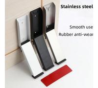 Shein 1 pieza Tope de puerta plegable de acero inoxidable con punta de goma, adecuado para puertas de habitaciones en el hogar