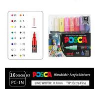 Shein 1 pieza UNI PC-1M Marcador de póster con punta de fibra acrílica de 0.7mm, resistente al agua, para estudiantes, oficina, pintura, arte, regreso a la