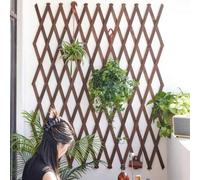 Shein 1 pieza Valla retráctil de madera carbonizada - Enrejado multiusos para plantas trepadoras, panel decorativo de pared para exteriores, rejilla de made
