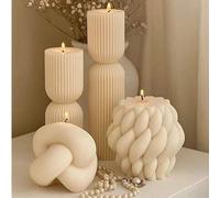 Shein 1 pieza Vela aromática cilíndrica con nudos a rayas, decoración interior, fragancia para dormitorios de lujo, cumpleaños de niñas y festividades, rega