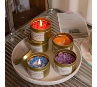 Shein 1 pieza Vela aromática de fruta en lata pequeña vintage, cera de soja natural, fragancia duradera, adecuada para decoración del hogar, regalo exquisit