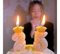 Shein 1 pieza Vela de cumpleaños con forma de corona de números del 0 al 9, apta para pasteles de cumpleaños y decoraciones de aniversario, decoración de ha