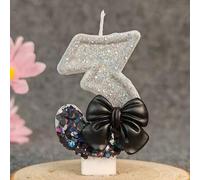Shein 1 pieza Vela de cumpleaños con número, elegante vela numérica de 0-9 de color negro, vela preferida decorativa romántica para pastel de fiesta, decora