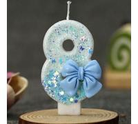 Shein 1 pieza Vela numérica con forma de lazo de color azul soñador, vela para pastel de cumpleaños, decoración de cumpleaños, feliz cumpleaños, regalo de d