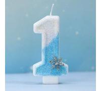 Shein 1 pieza Vela numérica digital 0-9, diseño de copo de nieve azul cielo, adorno para pastel para fiesta de cumpleaños y Navidad, vela de cumpleaños