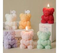 Shein 1 pieza Vela perfumada con oso de rosa, decoración elegante, regalo acompañante para bodas, decoración del hogar, regalo del Día de San Valentín, rega