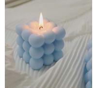 Shein 1 pieza Vela perfumada decorativa con forma de cubo de burbujas, sin humo, para decoración del hogar y la habitación, como regalo de cumpleaños o grad