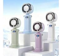 Shein 1 pieza Ventilador de mano recargable digital con pantalla, 100 velocidades ajustables, función de enfriamiento por hielo, larga duración de la baterí