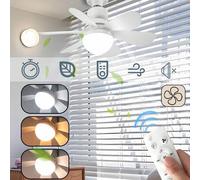 Shein 1 pieza Ventilador de techo LED redondo de 16.5", con control remoto, 3 ajustes de velocidad, regulable, motor silencioso, función de temporizador, ca