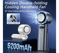 Shein 1 pieza Ventilador portátil de mano con paquete de hielo para huracán, 100 niveles de velocidad del viento, 5200mAh recargable por USB, pantalla LED d