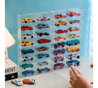Shein 1 pieza Vitrina de acrílico transparente, Caja de almacenamiento de modelo de coche a escala 1:8 multicapa, Estantería de exhibición de coche de carre