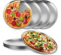 Shein 1 por paquete/3 por paquete, platos de pizza de acero inoxidable, moldes de pizza, bandejas de hornear redondas, varios tamaños, bandejas de hornear p