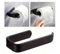 Shein 1 Portarrollos de papel higiénico, Soporte de pared y puerta de baño práctico, Cinta adhesiva de doble cara, Disponible en dos colores, Negro/Blanco,