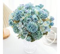Shein 1 ramo de flores de rosa artificiales, bolas bordadas de seda, adecuadas para bodas, hogar, restaurante, dormitorio, decoración de jarrones, fiestas,