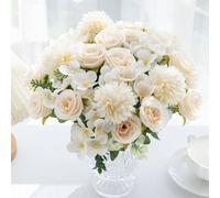 Shein 1 ramo de flores de rosa artificiales, incluye bolas bordadas de seda, adecuado para bodas, hogar, restaurante, dormitorio, decoración de jarrones, fi