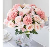 Shein 1 Ramo de Flores de Rosa Artificiales, Incluye Bolas de Seda Bordadas, Adecuado para Boda, Hogar, Restaurante, Dormitorio, Decoración de Jarrón, Fiest