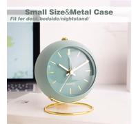 Shein 1 Reloj de escritorio con luz a pilas, reloj pequeño retro silencioso sin tic-tac, adecuado para mesita de noche, dormitorio, cocina, oficina, viajes,