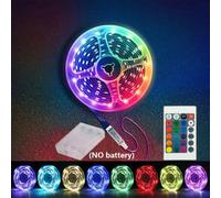Shein 1 rollo 1 M/3,3 pies~15 M/49,2 pies Tira de luces LED RGB con cambio de color flexible con batería, con controlador de 24 teclas de infrarrojos, adecu