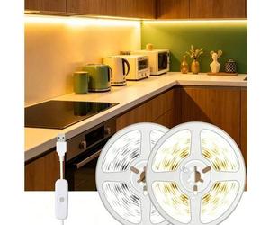 Shein 1 Rollo 1 metro, 2 Rollos 10 metros, Tiras de luces LED blancas/blancas cálidas con botón de encendido/apagado, Tiras de luz LED USB 2835, Tiras de lu