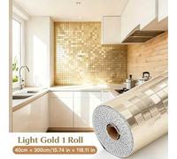 Shein 1 Rollo 300cm/118.1in Papel Tapiz Mosaico Autoadhesivo de PVC Impermeable, Película de Renovación de Pared Autoadhesiva Engrosada Brillante, Adecuada
