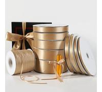 Shein 1 rollo, cinta dorada champán con lazo, cinta de satén colorida, cinta de satén de poliéster, cinta para caja de regalo, cinta jacquard, adecuada para