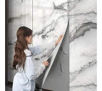Shein 1 Rollo de 1.2㎡ Adhesivo de pared de imitación de mármol PVC, Superficie brillante 3D impermeable Tablero de plástico de aluminio para baño, cocina y