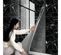 Shein 1 rollo de 1,2㎡ de adhesivo de pared tipo mármol PVC, superficie brillante 3D impermeable, tablero de plástico y aluminio para baño, cocina, sala de e