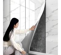 Shein 1 rollo de 1,2 m² de adhesivo de pared tipo mármol PVC, superficie brillante 3D impermeable, tablero de plástico y aluminio para baño, cocina, sala de