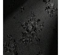 Shein 1 Rollo de 10M de Papel tapiz autoadhesivo negro con patrón de flores en relieve, tamaño 45cm x 10m/5m/3m/1m, papel tapiz floral texturizado y removib
