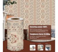 Shein 1 rollo de 1m/3m/5m Papel tapiz con estilo artístico a rayas beige con flores, removible y autoadhesivo, papel tapiz de vinilo para decoración del hog