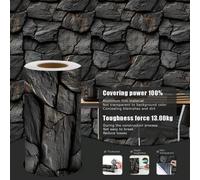 Shein 1 rollo de 1m/3m/5m Papel tapiz con textura de piedra gris/marrón, estilo artístico, removible y autoadhesivo, papel tapiz de vinilo para decoración d