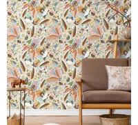 Shein 1 Rollo de 1m/3m/5m Papel tapiz de estilo bohemio vintage con flores y enredaderas naturales, estilo campestre, decoración de pared, autoadhesivo y re