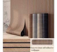 Shein 1 rollo de adhesivo de pared 3D de vinilo texturizado - Papel tapiz autoadhesivo impermeable. Grano de madera natural, fácil de limpiar y quitar, adec