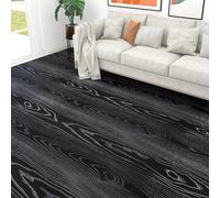 Shein 1 rollo de adhesivo de suelo con estampado de grano de madera negro - Apariencia de grano de madera natural impermeable, papel tapiz autoadhesivo - Ad