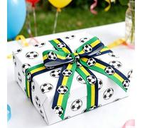 Shein 1 Rollo de Cinta para el Mundial de Fútbol 2026 - Cinta de regalo con diseño de bandera y balón de fútbol, adecuada para hacer lazos hechos a mano par