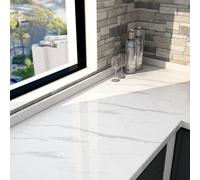 Shein 1 rollo de papel adhesivo impermeable y removible con patrón de mármol blanco, apto para gabinetes, muebles y cocina, de 40 cm x 3 m