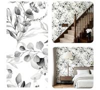 Shein 1 Rollo de Papel Tapiz Autoadhesivo con Diseño de Hojas de Tinta, Vinilo Impermeable Despegable y Adhesivo para Muebles, Papel Tapiz para Pared, Nuevo
