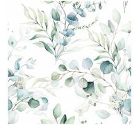 Shein 1 Rollo de Papel Tapiz Autoadhesivo con Patrón de Hoja de Eucalipto Boho, Papel de Contacto, Despegable y Pegable, Impermeable y Removible para Sala d