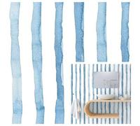 Shein 1 Rollo de Papel Tapiz Autoadhesivo de Rayas Azules & Blancas Acuarela, Pegatina de Pared Autoadhesiva para Baño & Guardería Papel Tapiz Removible de