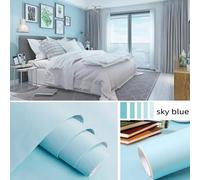 Shein 1 Rollo de Papel Tapiz Autoadhesivo de unicolor Azul de PVC, Removible y Despegable, Adecuado para Dormitorio, Sala de Estar, Dormitorio Escolar, Pare