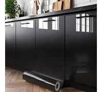 Shein 1 Rollo de Papel Tapiz Autoadhesivo de Vinilo Negro Brillante para Muebles, Adecuado para Gabinetes, Mesas y Puertas Impermeables