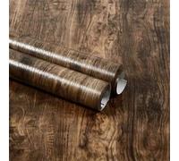 Shein 1 Rollo de papel tapiz autoadhesivo de vinilo, película decorativa de pegatinas de pared de madera con diseño de tablones para pared de cocina y decor
