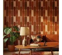 Shein 1 Rollo de Papel Tapiz Autoadhesivo Geométrico Vintage Color Terracota Marrón, Estilo Moderno de Mediados de Siglo, Decoración de Pared Tamaño 17.7in