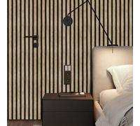 Shein 1 Rollo de papel tapiz autoadhesivo impermeable con estilo vintage y patrón de rayas de madera, papel de contacto de PVC para dormitorio, sala de esta