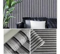 Shein 1 Rollo de Papel Tapiz Autoadhesivo, Papel Tapiz con Efecto 3D de Rayas Gris Oscuro, Fácil Renovación del Hogar, Papel Tapiz Impermeable y Removible p