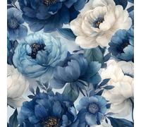 Shein 1 Rollo de papel tapiz autoadhesivo vintage con estampado floral azul, papel tapiz botánico de moda, pegatina decorativa interior delicada, adecuado p