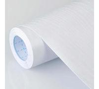 Shein 1 rollo de papel tapiz con textura de madera blanca para decoración de habitaciones, papel tapiz de vinilo plástico removible y reutilizable, resisten