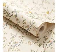Shein 1 Rollo de Papel Tapiz de Limón, Papel Contacto Autoadhesivo de Plantas y Pájaros, Papel Tapiz Vinílico Autoadhesivo Floral Vintage Removible e Imperm